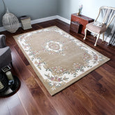 Royal Beige Colour Traditional Hand tufted Wool Rug - Pendle Village Furniture